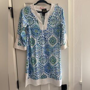NWT Jude Connally White and Blue Dress